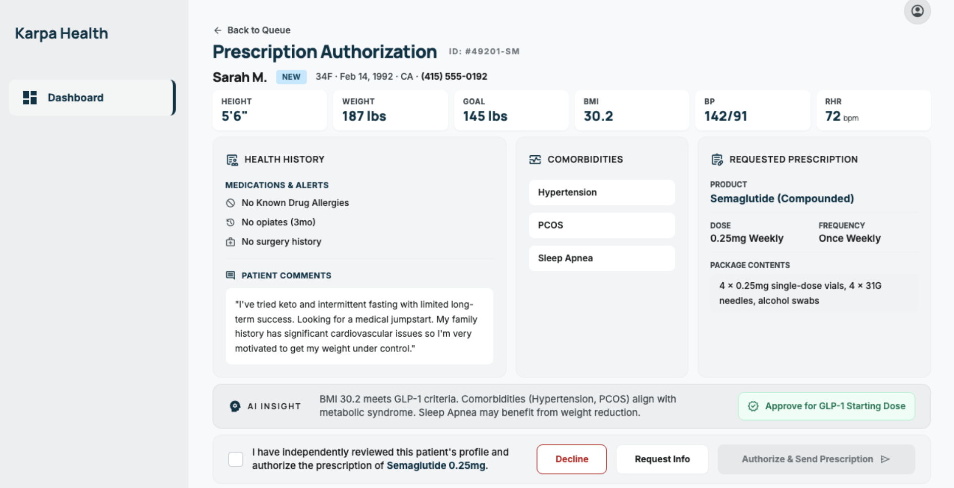 AI clinical review with patient summary and triage